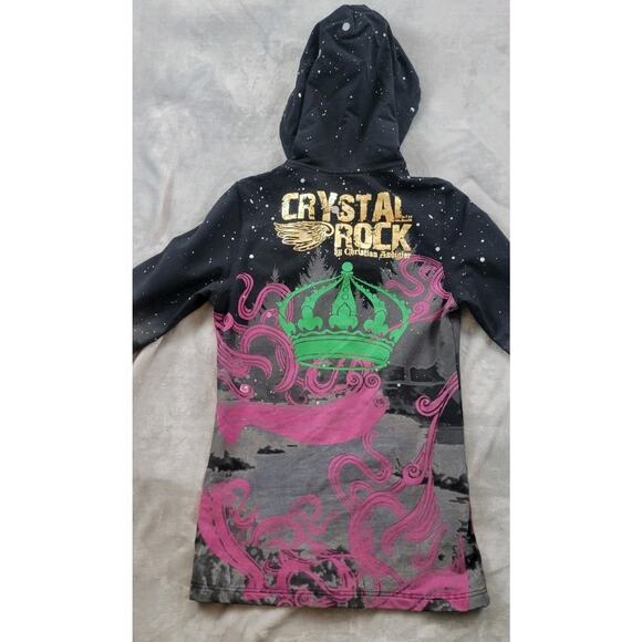 Crystal Rock Christian Audigier Womens Medium Embellished rhinestone Hoodie Y2K - Picture 2 of 13